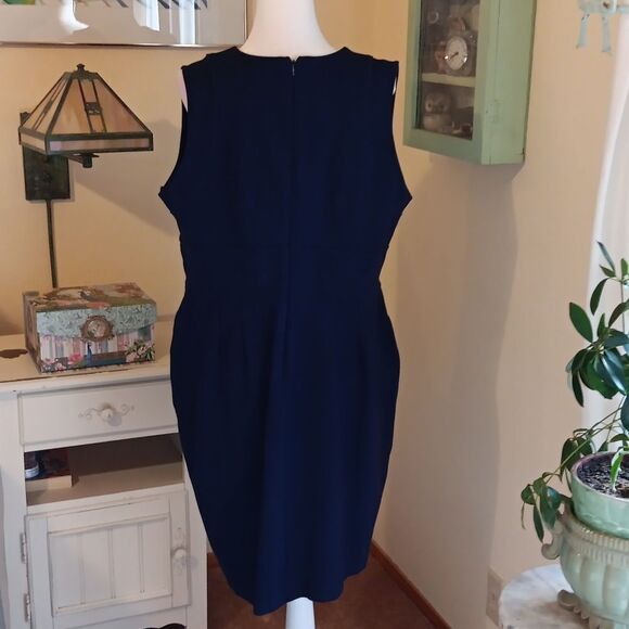 Lemon Tart Plus Navy Blue Ponte Dress. Dark Academia, Classic, Professional - Picture 6 of 9